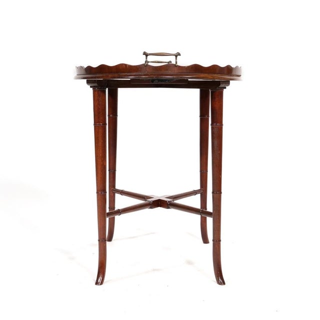 Traditional Antique Edwardian Style Mahogany Tray-Top Oval Coffee Table For Sale - Image 3 of 8