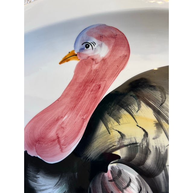 1990s Italian Hand Painted Turkey Platter For Sale - Image 4 of 9