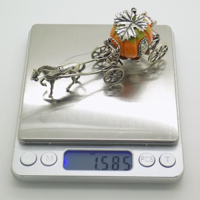 Vintage Italian Silver 800 Cinderella Pumpkin Carriage Figurine by Conti Marco, Arezzo, 1980s For Sale - Image 11 of 13