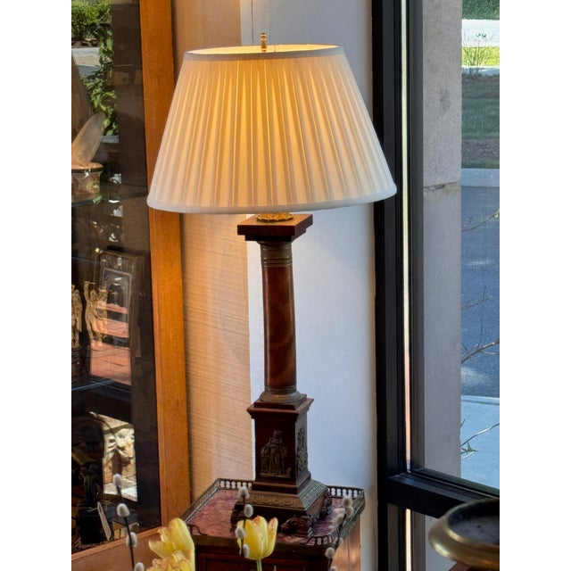 1920s 1920s Mahogany Column Lamp With Bronze Mounts For Sale - Image 5 of 10