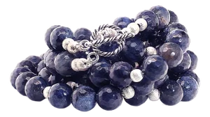 Two Strand Blue Dumortierite Necklace With Silvery Accents