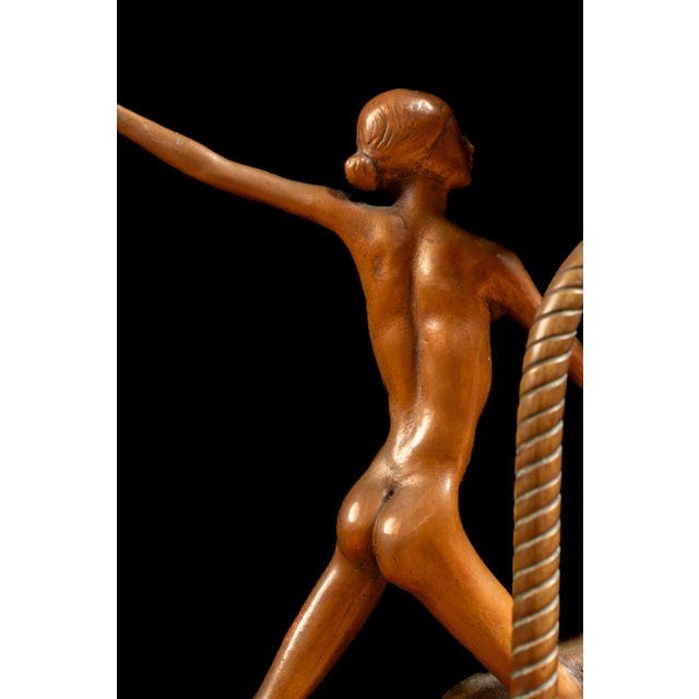 Vintage Figural Art Deco Bronze Table Lamp For Sale - Image 11 of 11