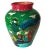 Vintage Mexican Folk Art Vase Handpainted Terracotta Colorful Green Blue Red Glossy 8" X 7" For Sale - Image 4 of 15