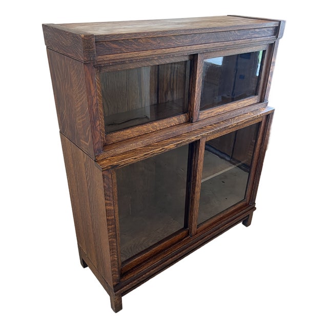 Antique Danner Two Stack Oak Book Case For Sale