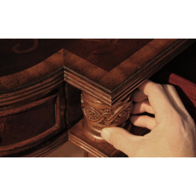 Traditional Inlaid Mahogany and Walnut Library Table or Writing Desk For Sale - Image 10 of 12