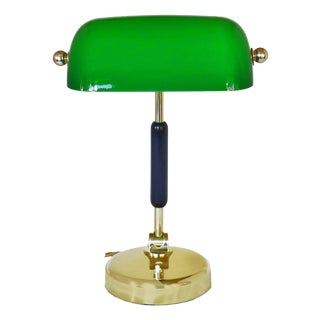 Brass and Glass Office Lamp, 1920s For Sale