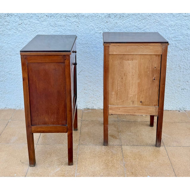 French Marquetry Bedside Cabinets with Inlaid Decoration, 1940, Set of 2 For Sale - Image 9 of 10