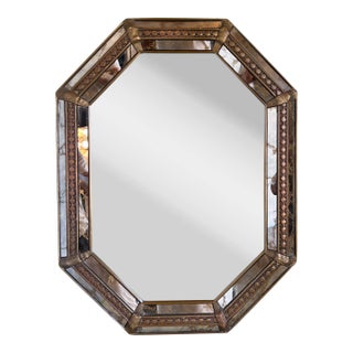 Mid 20th Century Venetian Octagonal Giltwood Gold Vain Wall Mirror For Sale