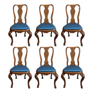 Hand-Carved Oak Dining Chairs, Italy, 1770s, Set of 6 For Sale