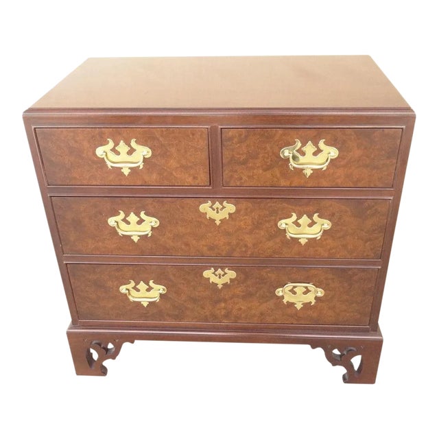 Pierce Carved Mahogany Burl Bachelors Dresser For Sale