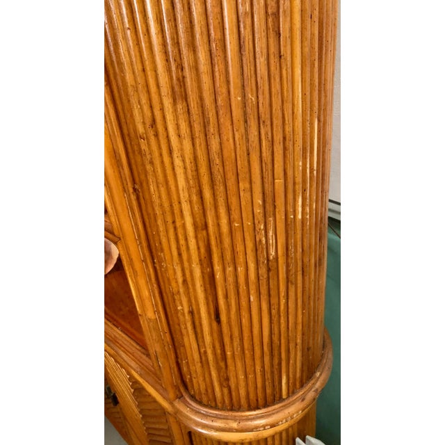 Vintage Split Reed Rattan China Cabinet For Sale - Image 9 of 17