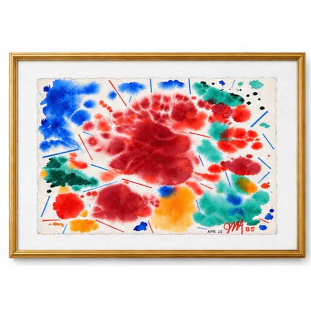 Red Important Museum Abstract Expressionist Watercolor #4 James McCray, Dated ‘85, Signed, 22.25” X 31” For Sale - Image 8 of 10