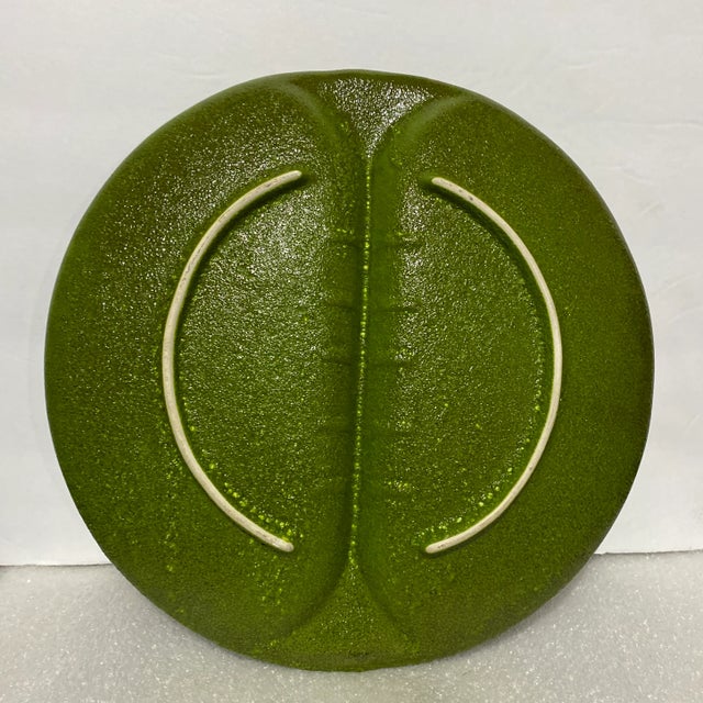 Mid-Century Modern Mid Century Modern Large Avocado Green Pottery Ashtray For Sale - Image 3 of 8