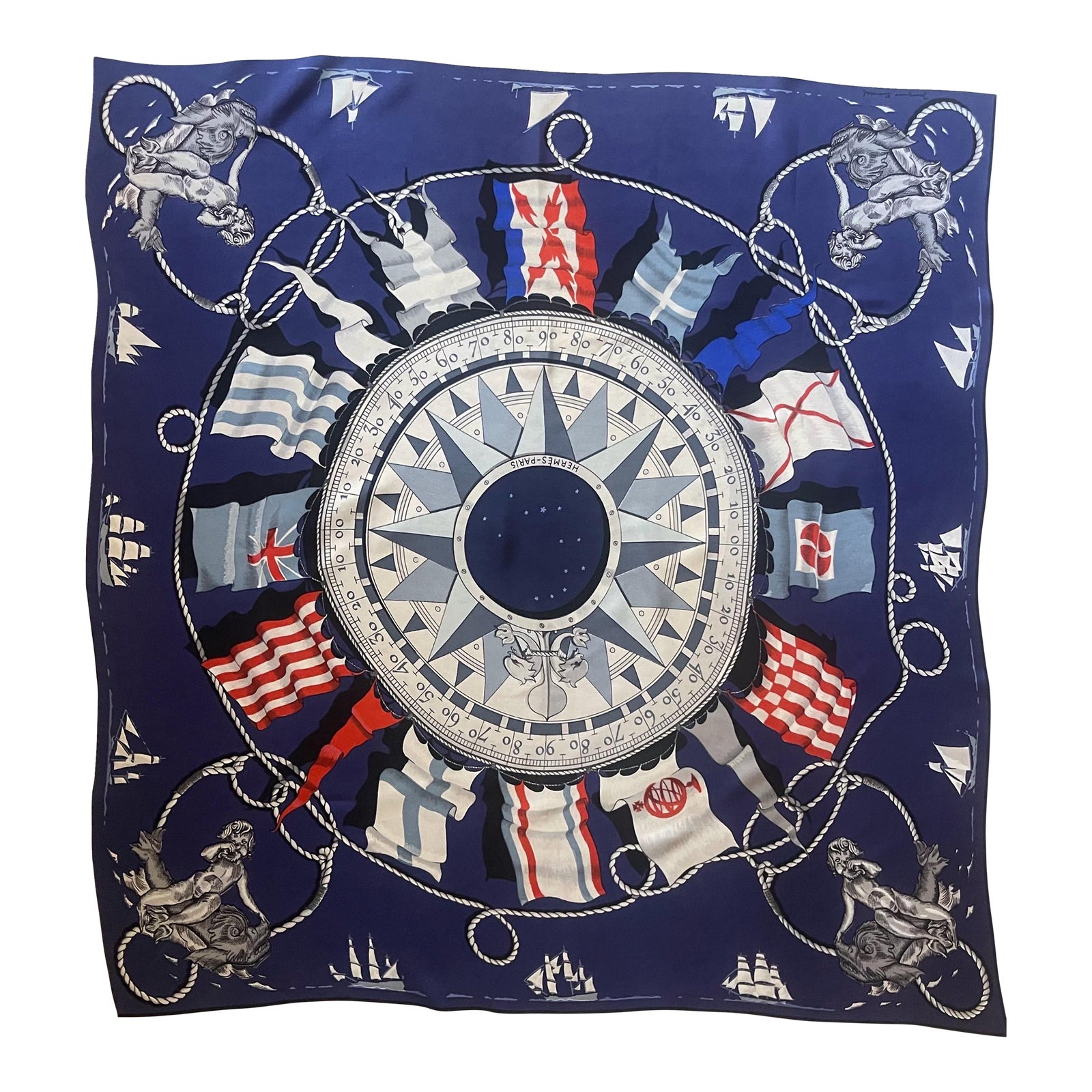 Hermès Silk Scarf “Sextants” 1981 | Chairish