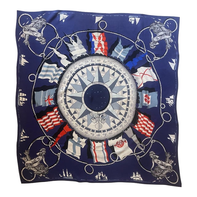 Hermès Silk Scarf “Sextants” 1981 For Sale