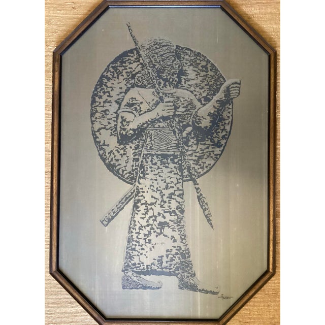 Vintage Achaemenid (Hakhamaneshi) Ancient Soldier Charcoal Drawing by Askew For Sale - Image 4 of 11