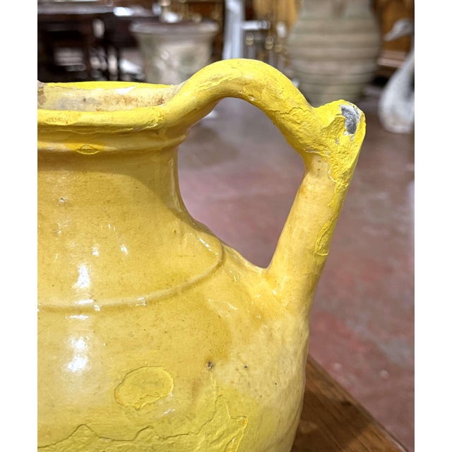 Late 19th Century 19th Century French Provence Yellow Glazed Terracotta Double-Handled Jug For Sale - Image 5 of 9