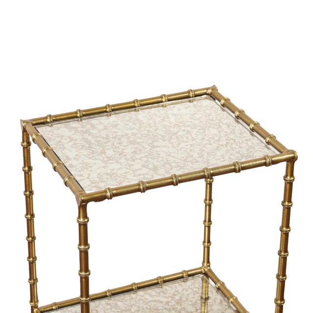 French Brass Two Tier Side Table For Sale - Image 3 of 4