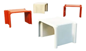 Mid-Century Italian Plastic Scagno Coffee Tables by Stoppino Elco Scorze, 1970s, Set of 4