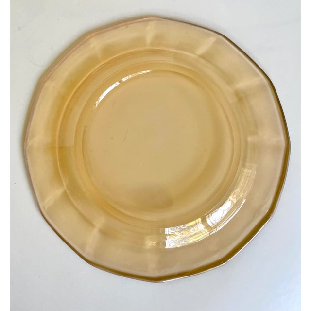 1940s Art Deco Depression Era Peach Glass Dessert Salad Plates - Set of 6 For Sale In Los Angeles - Image 6 of 7