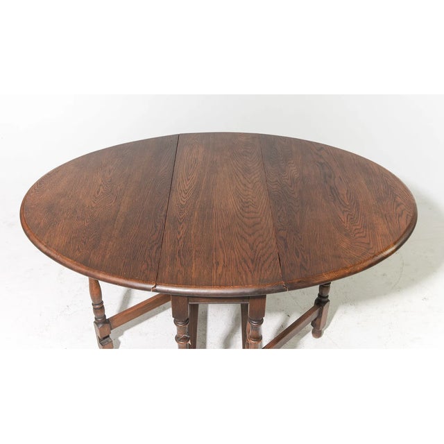 English 19th C English Oak Gateleg Drop-Leaf Table For Sale - Image 3 of 7