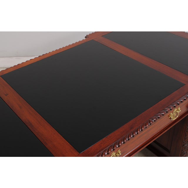 Chippendale Style Ball & Claw Mahogany Partners Desk For Sale - Image 12 of 17