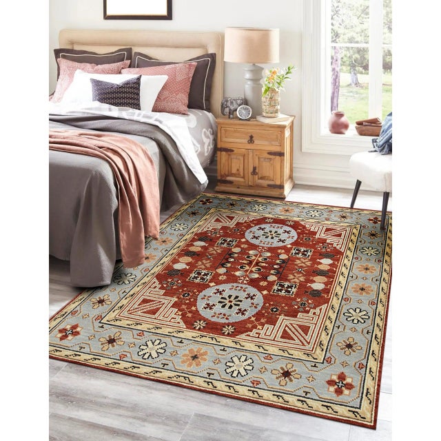 Contemporary 10x14 Talia Traditional Red Rust Bold Star Geometric Handknotted Wool Carpet Rug For Sale - Image 3 of 10