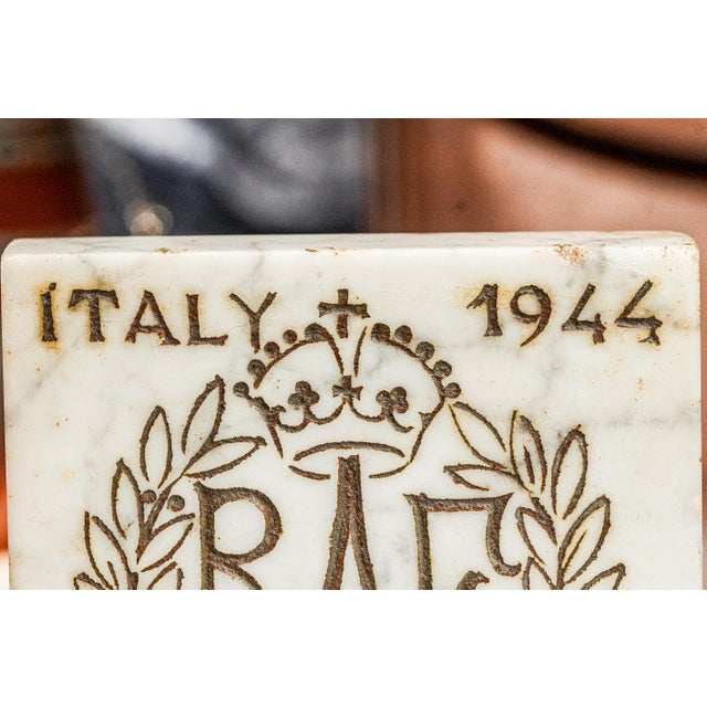 Fascinating Royal Air Force Raf World War II Antique Marble Desk Pen Stand For Sale - Image 4 of 11