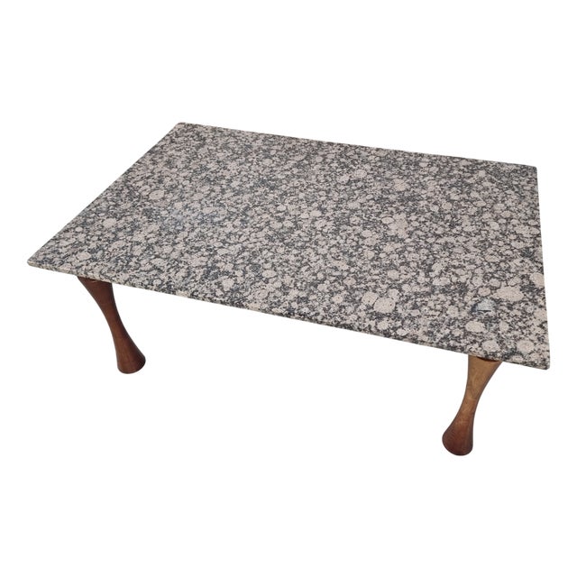 Large Danish Coffee Table in Marble and Teak, 1980s For Sale