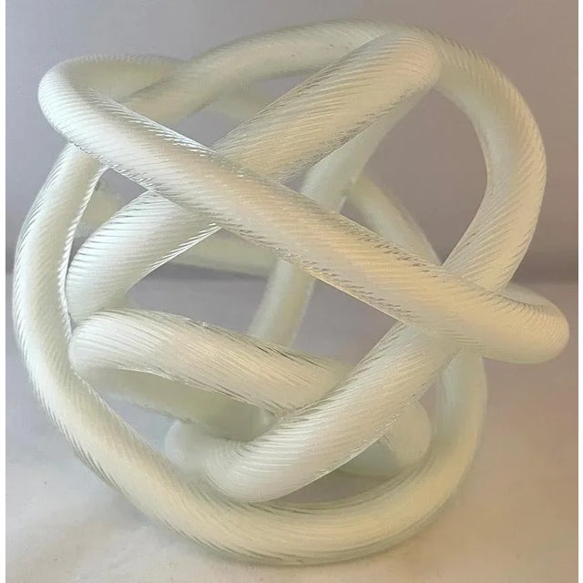 Late 20th Century Vintage Licio Zanetti Murano White Twisted Cane Sculptural Knot For Sale In Seattle - Image 6 of 10