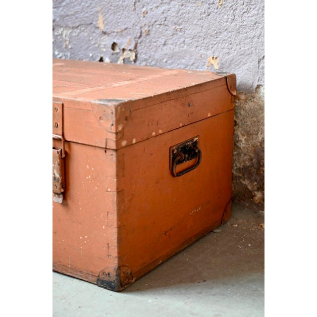 Large Industrial Patinated Orange Chest, 1940s For Sale - Image 6 of 14