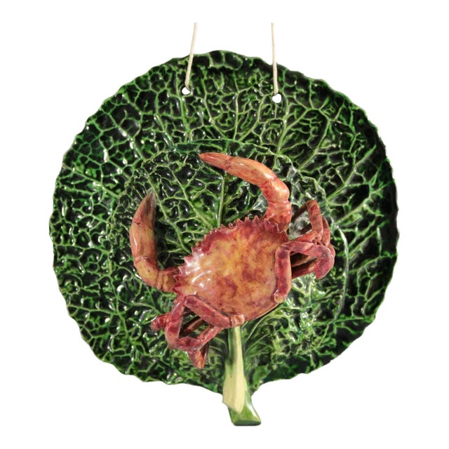 Cunha Palissy Majolica Crab Wall Pocket For Sale