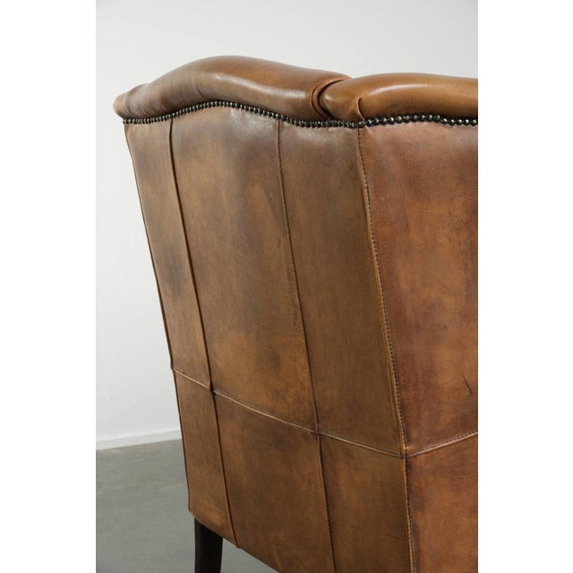 Light Cowhide Wing Armchair with a Timeless English Look and Good Seating Comfort For Sale - Image 13 of 14
