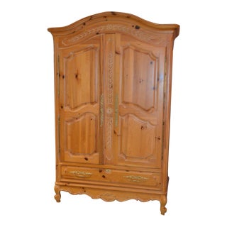 Solid Pine Country French Style Two Door Armoire For Sale