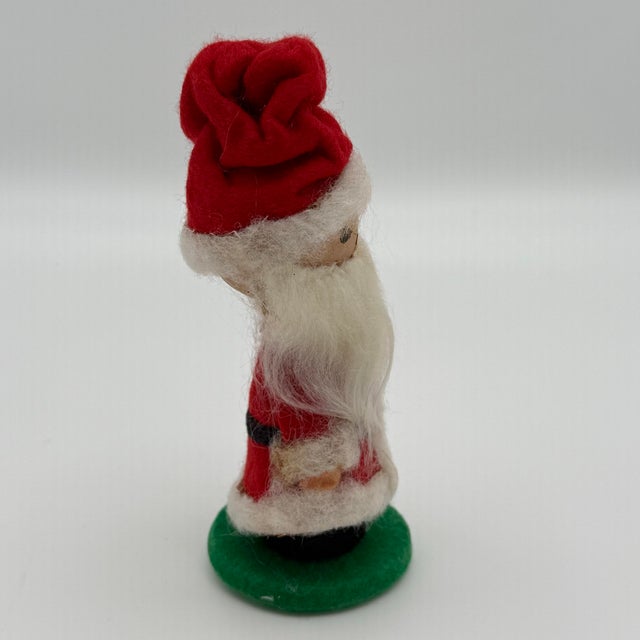 1960s Vintage 1960s German Mid-Century Felt Santa Figure on Green Base – Christmas Decoration For Sale - Image 5 of 6