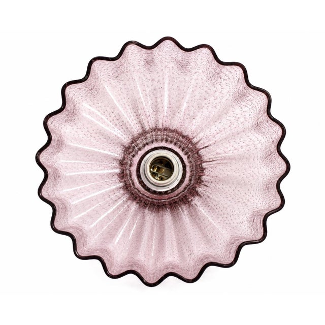 Mauve Mid 20th Century Mouth Blown Glass Mauve Pendant Light Shade Excellent Condition For Sale - Image 8 of 11