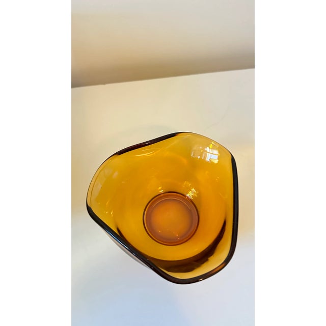 1970s 1970s Vintage Amber Glass Chip and Dip Bowl Set For Sale - Image 5 of 9
