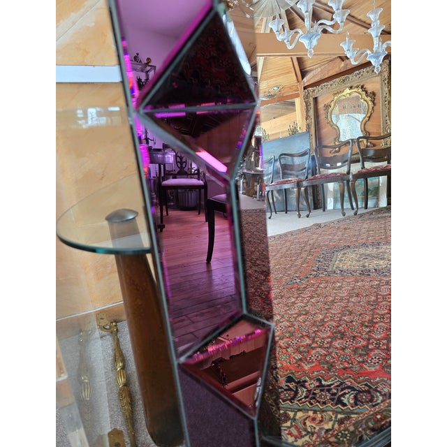 Mid Century Modern Style Amethyst Glass Beveled Mirror For Sale - Image 4 of 15