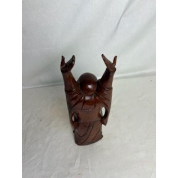 1960s Large Carved Wood Happy Buddha For Sale In Chicago - Image 6 of 10