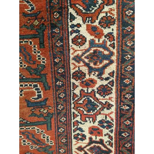 Antique Malayer Runner Rug, Hand-Knotted Wool, Geometric Pattern, 3x16, Red & Ivory For Sale - Image 4 of 6