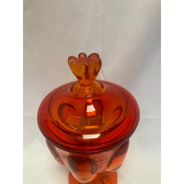 Fabulous vintage 1960’s orange glass vase with lid by Viking glass. This beautiful deep orange color it will pop out...