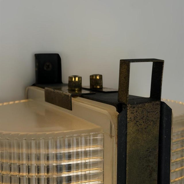 Large Brass and Pressed Glass Sconces by Jacques Adnet, France, 1960s, Set of 2 For Sale - Image 16 of 18