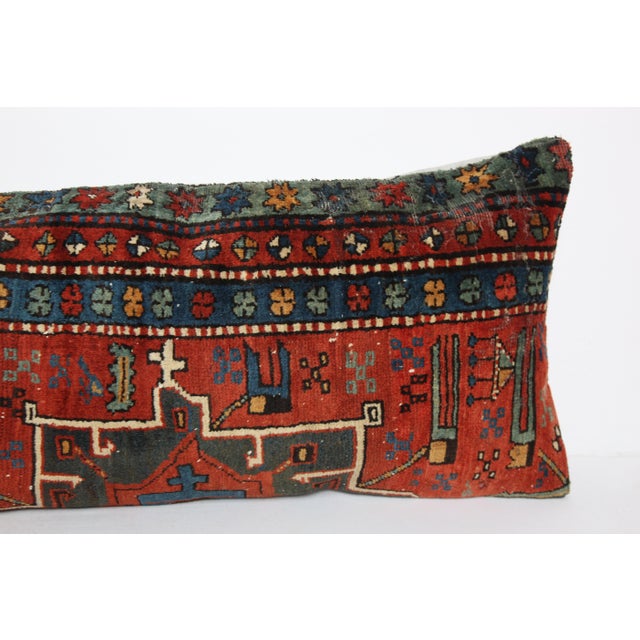 Textile Antique Made in Caucasian Kazak Rug Sofa Pillow Cover -19'' X 39'' For Sale - Image 7 of 13