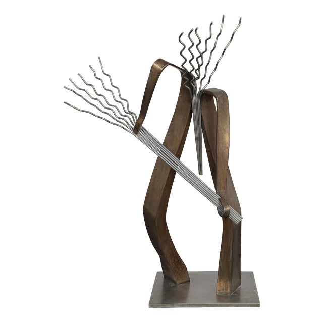 André Van Der Linden, The Chord / Het Akkoord Abstract Sculpture, 2002, Stainless Steel & Bronze For Sale
