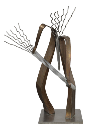 André Van Der Linden, The Chord / Het Akkoord Abstract Sculpture, 2002, Stainless Steel & Bronze