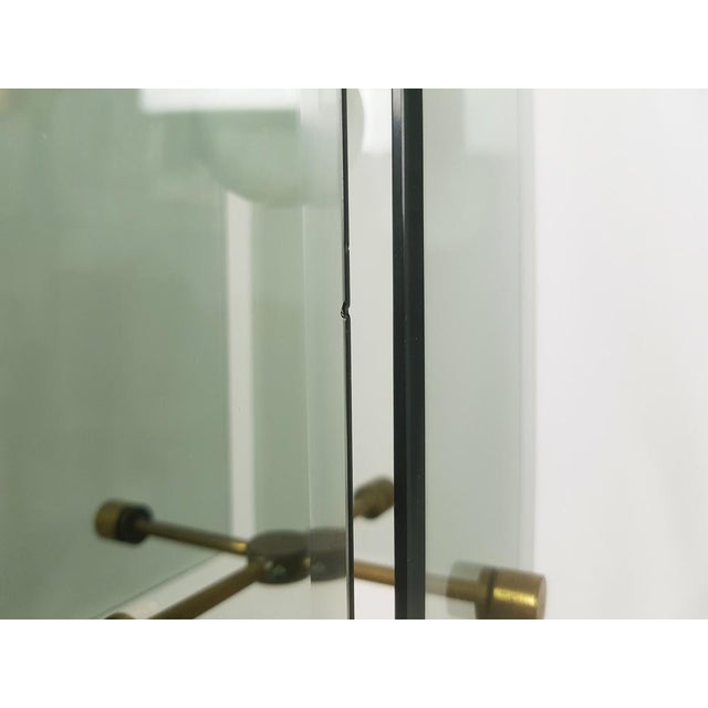 Italian Teak Pendant Lamp in Gilt Aluminum and Smoked Glass, 1960s For Sale - Image 12 of 17