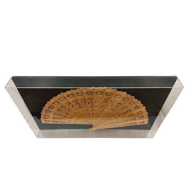 Mid-20th Century Chinese Boxwood Carved Decorative Fan For Sale - Image 10 of 11