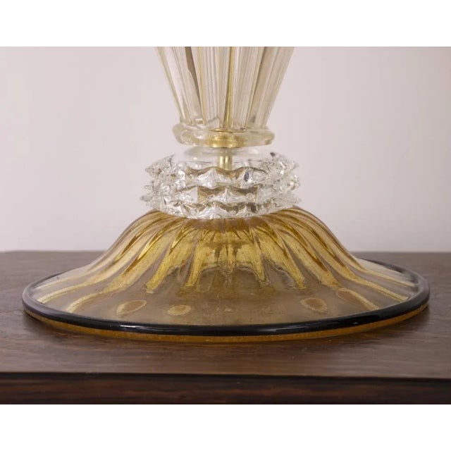 Large Murano Blown Glass Table Lamps with Gold and Amber Color with Lampshade For Sale - Image 6 of 12