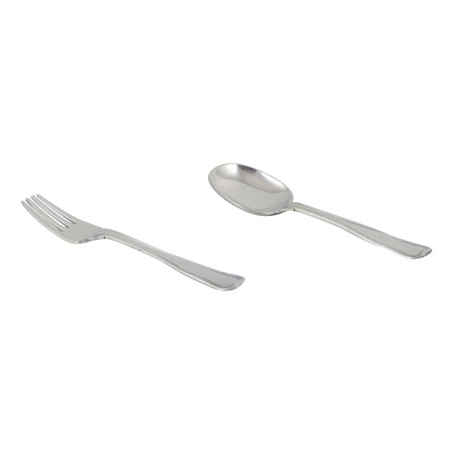 Danish Childs Cutlery Set in Sterling Silver from Georg Jensen, 1940s, Set of 2 For Sale