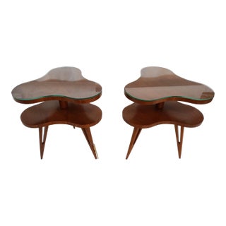 Pair of Mid-Century Three Leaf Clover / Cloud Side Tables For Sale